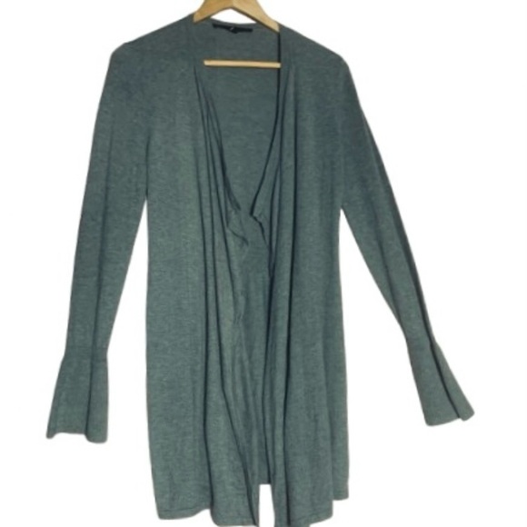 White House Black Market Sweaters - White House Black Market Cardigan Heather Gray Cascading Front Duster